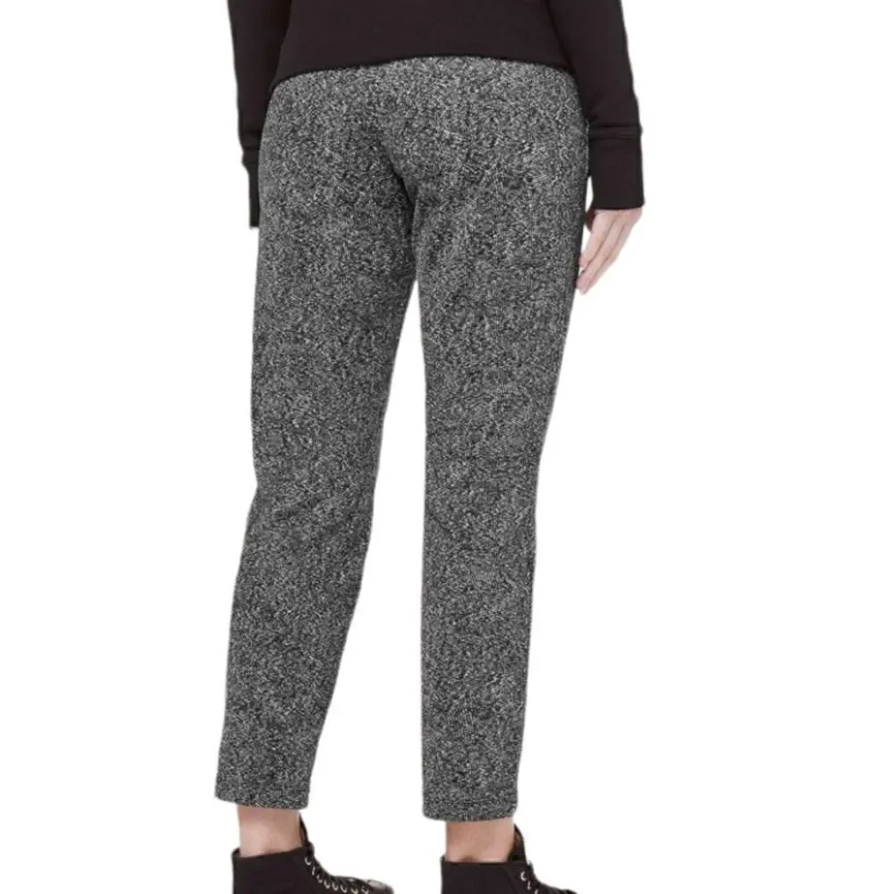 Lululemon Black White Print On The Fly Pant Drawstring Waist Jacquard Size 4